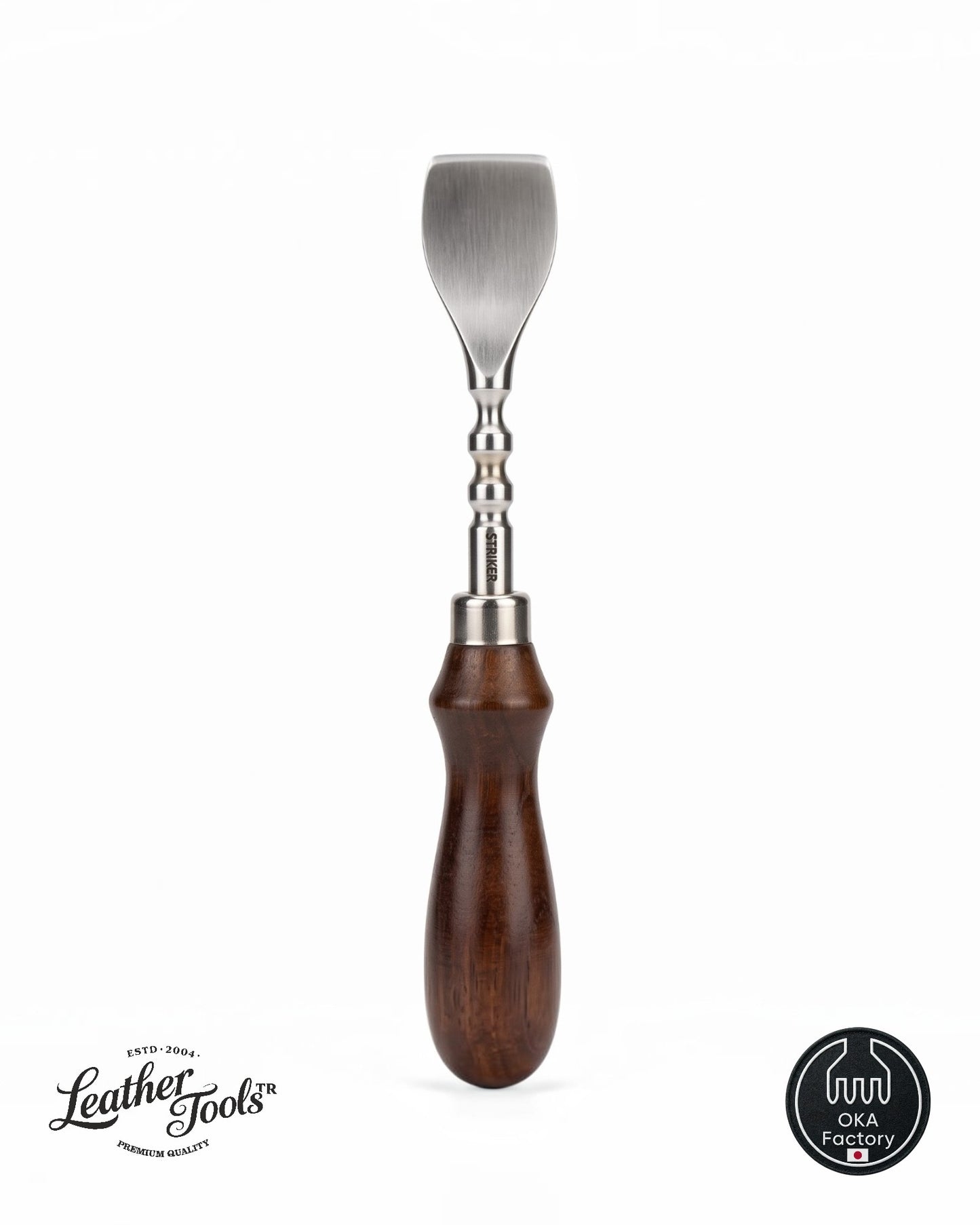 OKA Factory ahşap saplı çok amaçlı ısıtılabilir deri kenar perdah, wax ve yapıştırıcı sürme aleti (Multi Edge Slicker)