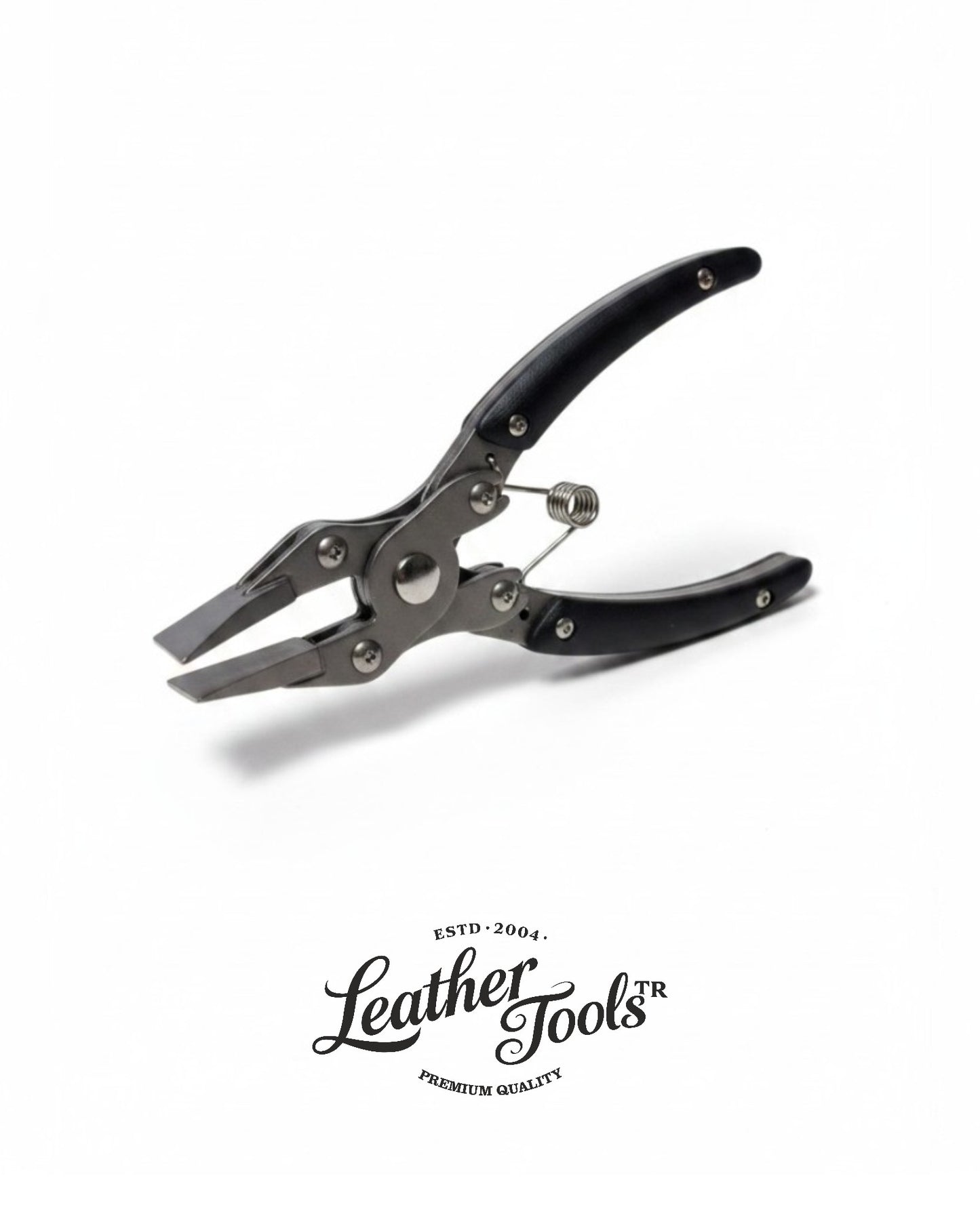 LeatherToolsTR yaylı sistemli düz ağızlı profesyonel deri kenar sıkma ve yapıştırma pensesi (basabas).