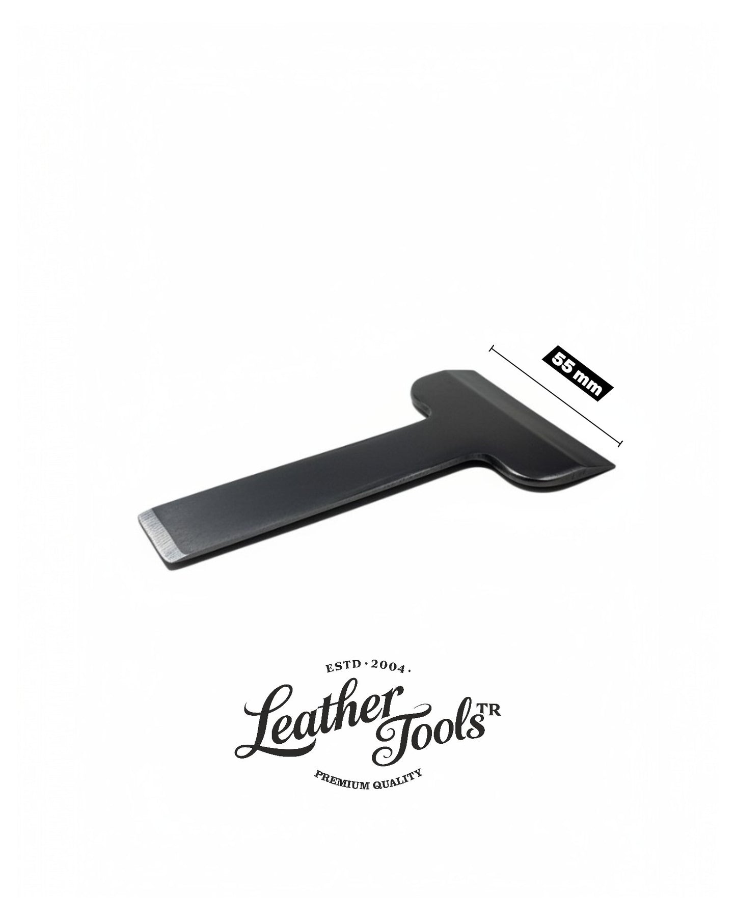 LeatherToolsTR kemer ve askı kesimleri için 55mm genişliğinde siyah çelik düz kesim deri uç zımbası.