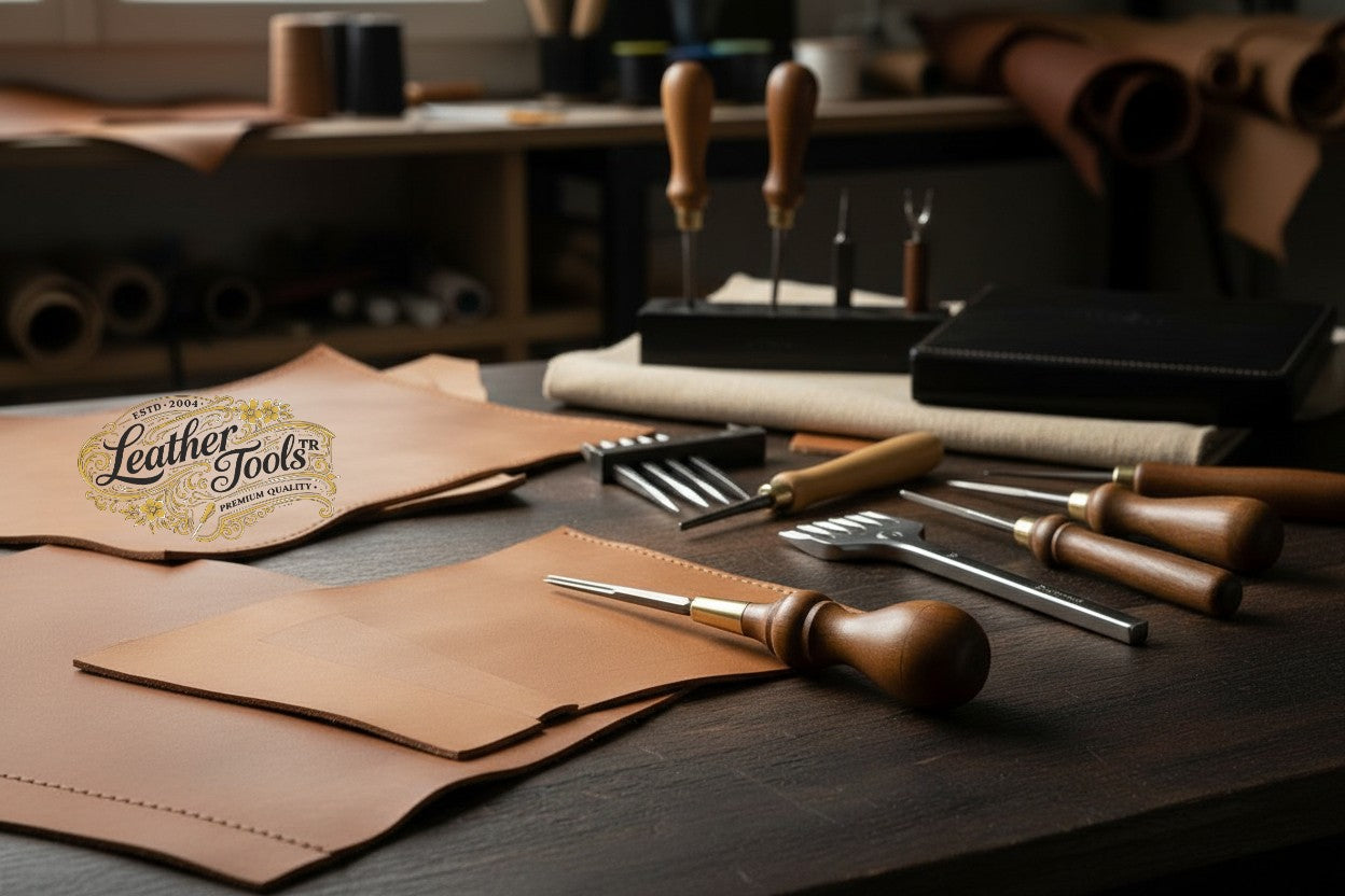 Deri El Aletlerinin bir çalışma masası üzerinde çekilmiş fotoğrafı