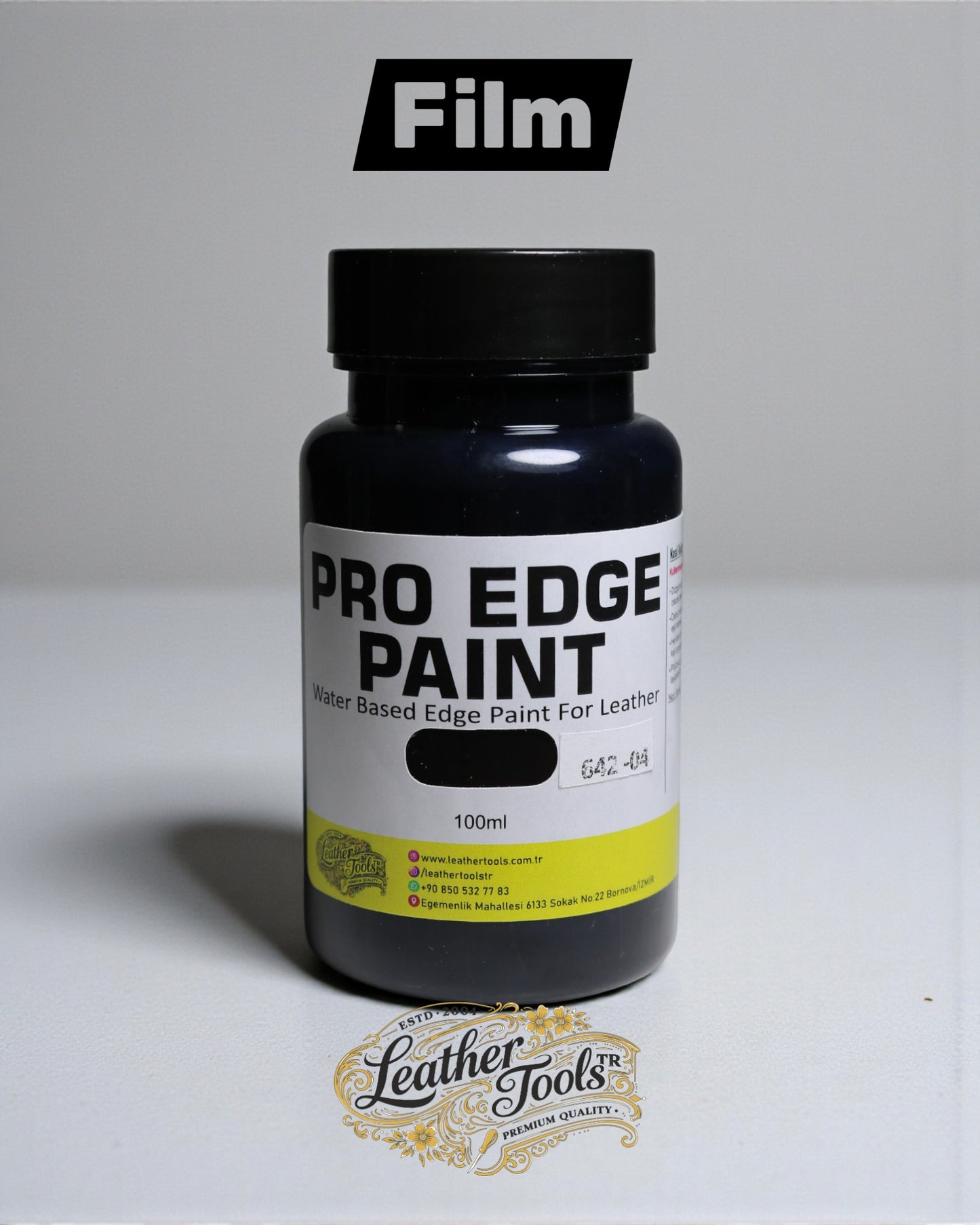 Film tabaka oluşturan deri kenar boyası siyah - pürüzsüz ve parlak deri kenarları için