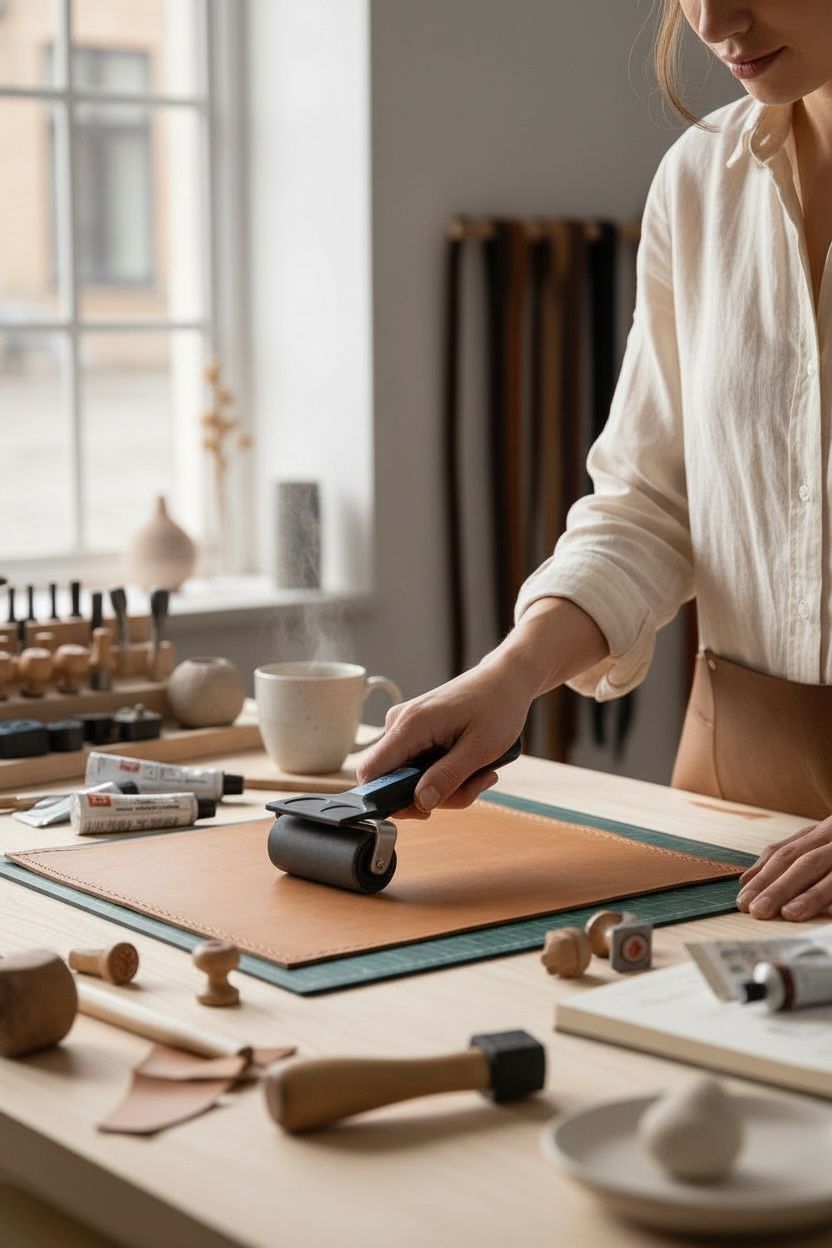 Baskı silindiri kullanımı ile hava boşluksuz deri yapıştırma