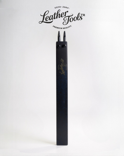 çatal delme zımbası 2li 5mm aralıklı deri el aleti önden görünümü