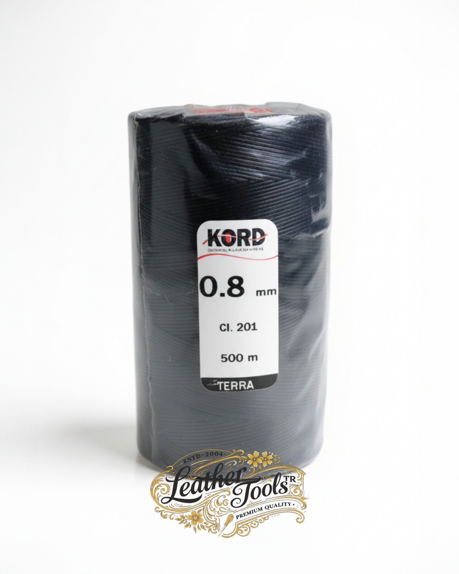 KORD TERRA 0.8 mm mumlu saraç ipi siyah renk – deri dikişi için polyester ip