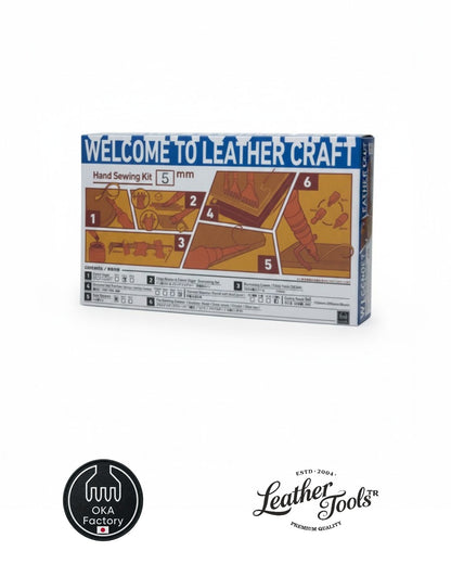 LeatherToolsTR OKA Factory profesyonel deri el aletleri seti (Pro Kit) kutusu ve içindeki Japon çeliği aletler.