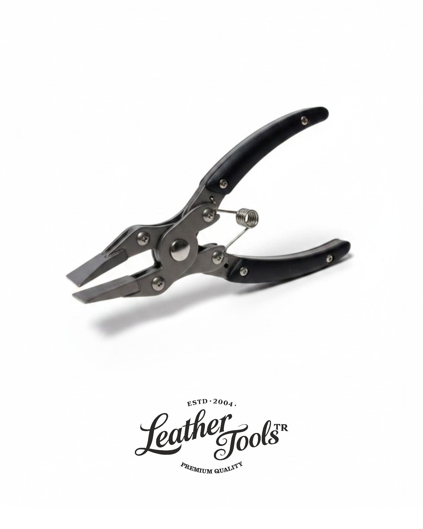 LeatherToolsTR yaylı sistemli düz ağızlı profesyonel deri kenar sıkma ve yapıştırma pensesi (basabas).