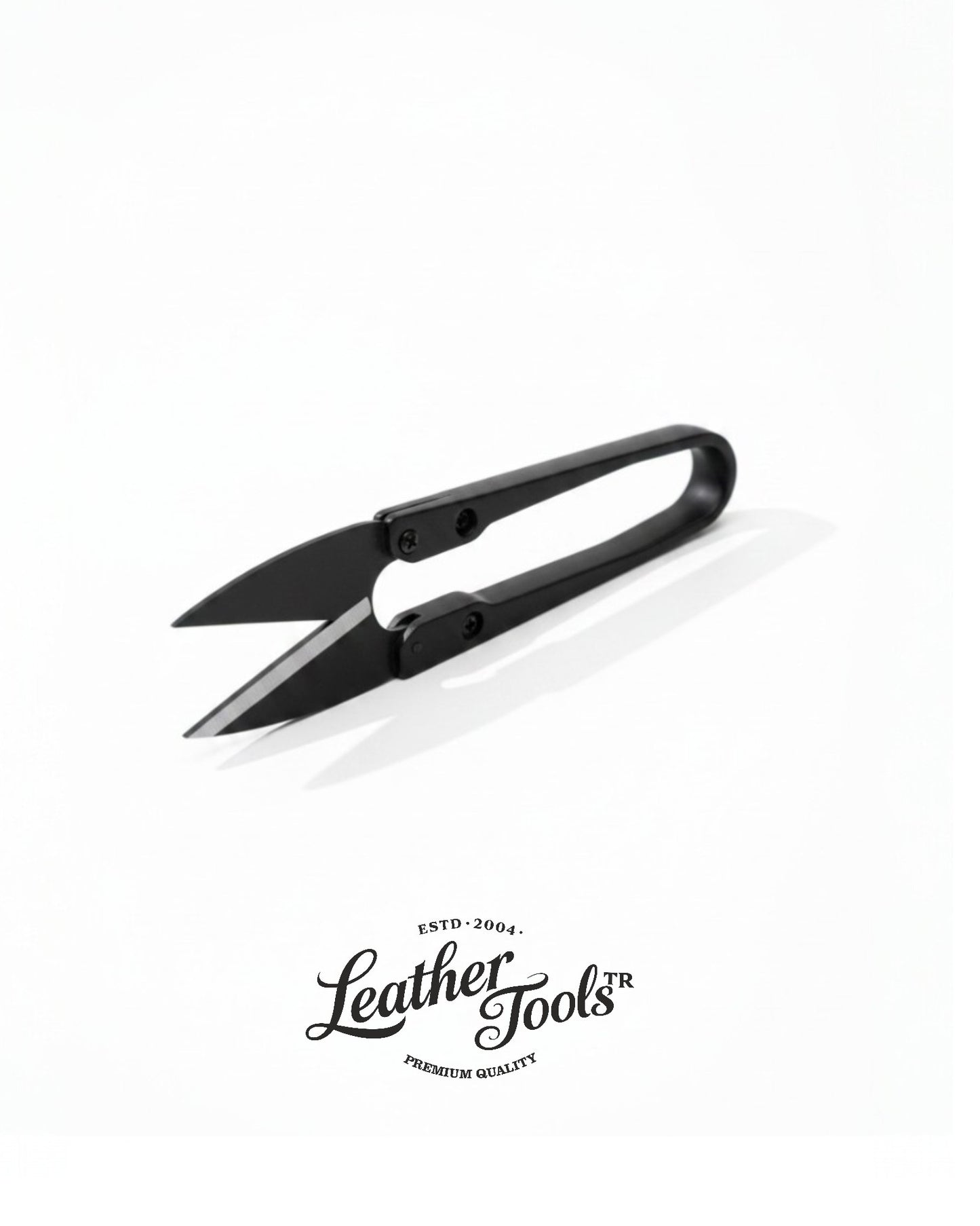 LeatherToolsTR mat siyah kaplamalı, bakalit yaylı profesyonel deri dikiş ve iplik kesme makası.